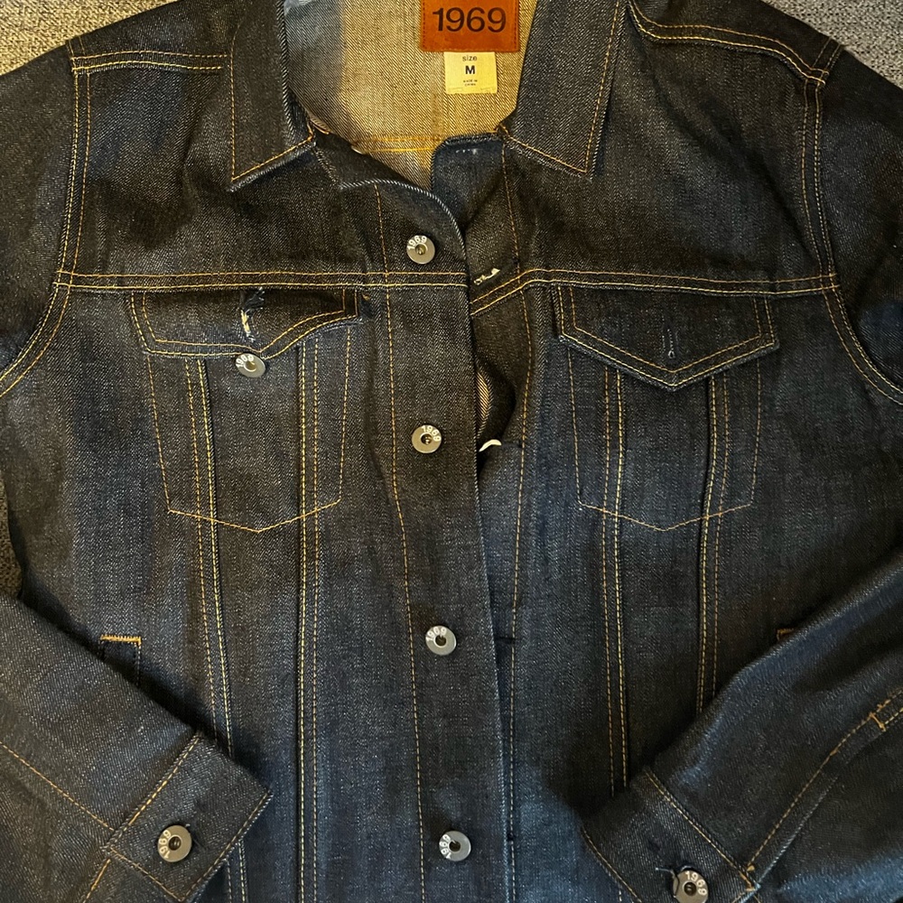 Dark Denim Jacket with Button Closure